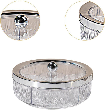 Amagogo Divided Serving Tray with Transparent Lid Snack Tray Rotatable Base Appetizer Platter with 6 Compartments Dessert Dish Suitable for Gift Giving Home D, Golden Bow