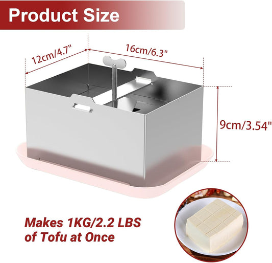 Tofu Press Stainless Steel, Sus304 Paneer Press with Presser Towel and Drip Tray, Tofu Maker for Homemade Firm Tofu, Paneer & Cheese-Fast Water Removal Enhanced Texture & Flavor
