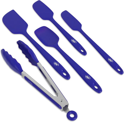 Kaluns Silicone Spatula Set, 4 Rubber Spatulas 600°F Heat Resistant, Nonstick Seamless Design with Stainless Steel Core, Dishwasher Safe, BPA free, Bonus Tongs Included