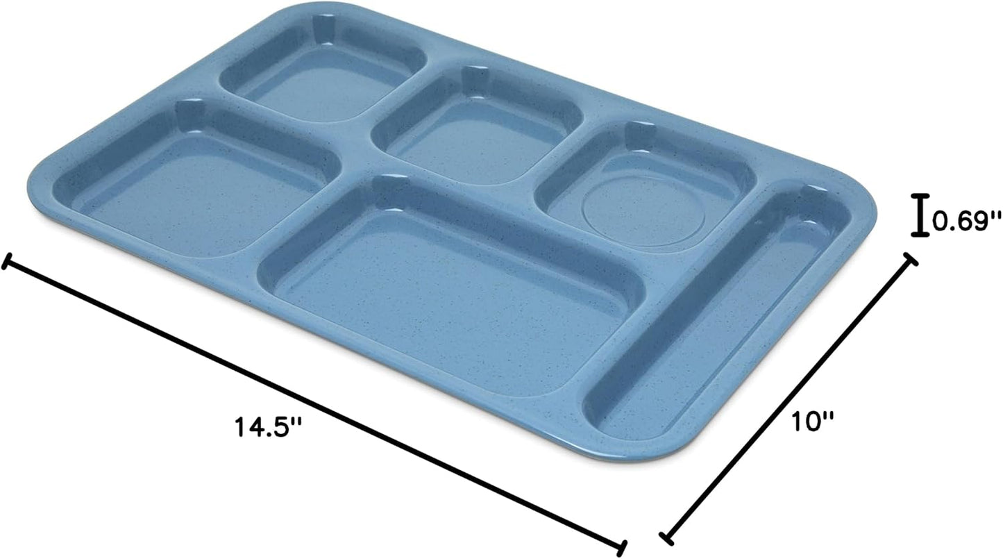 Carlisle FoodService Products P614R09 Right-Hand 6-Compartment Polypropylene Tray, 10" x 14", Green