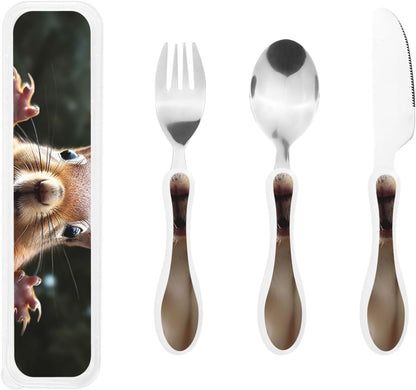 3-Piece Kids Silverware Set With Storage Case, Stainless Steel Reusable Children Safe Knife Spoon Fork Set Sugar Skulls Children Flatware Set For Kids Lunch Box
