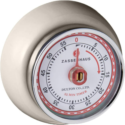 Zassenhaus Magnetic Retro Kitchen Timer, Classic Mechanical Cooking Timer (Yellow)