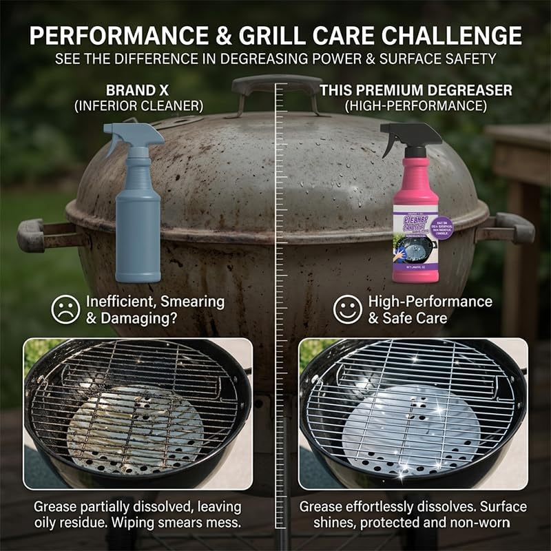 SakerPlus Heavy-Duty Grill Cleaner Spray, Degreaser for Grill Grates, BBQ Grills, Frying Pans and Cookware, Removes Baked-On Grease, Burnt-On Residue and Carbon Buildup (1PC)