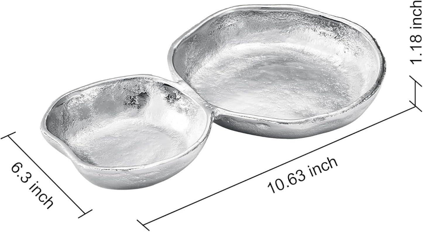 Cluster of 10 Round Serving Bowls Gold Clusters Decorative Elegant Snack Tray for Olives, Chip & Dip, Nuts, Appetizers & Entertaining Strong Brass & Enamel Home Decor Gifts, Parties & Weddings 20.5"