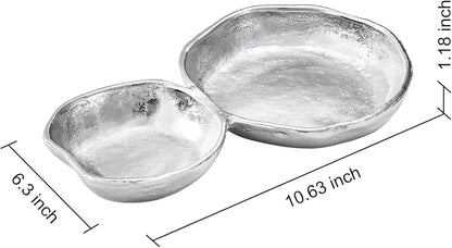 Cluster of 10 Round Serving Bowls Gold Clusters Decorative Elegant Snack Tray for Olives, Chip & Dip, Nuts, Appetizers & Entertaining Strong Brass & Enamel Home Decor Gifts, Parties & Weddings 20.5"