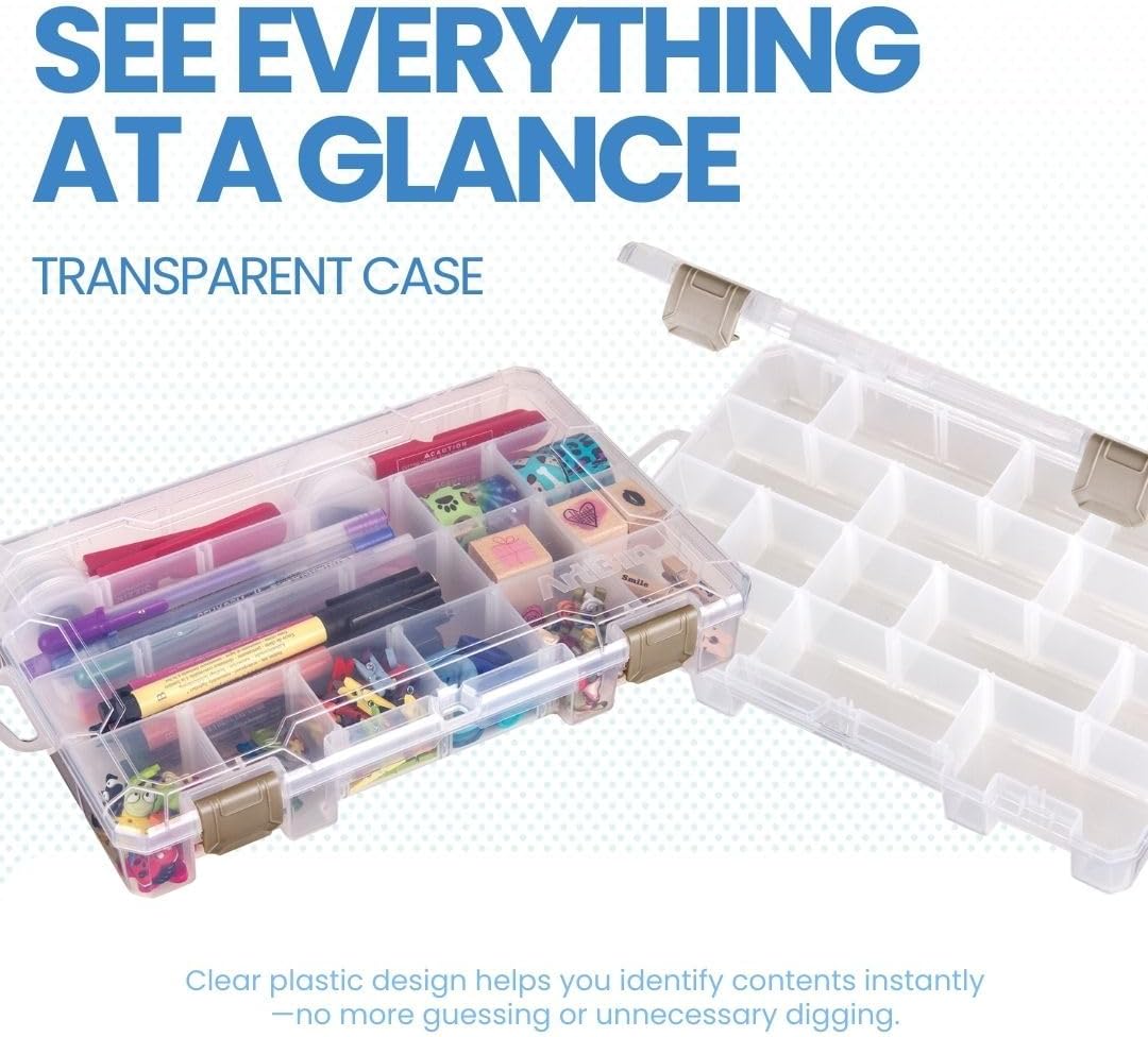ArtBin Large Solutions Box Clear Art & Craft Organizer with Dividers - Plastic Storage Case for Convenient and Versatile Storage - Ideal for Various Craft Supplies