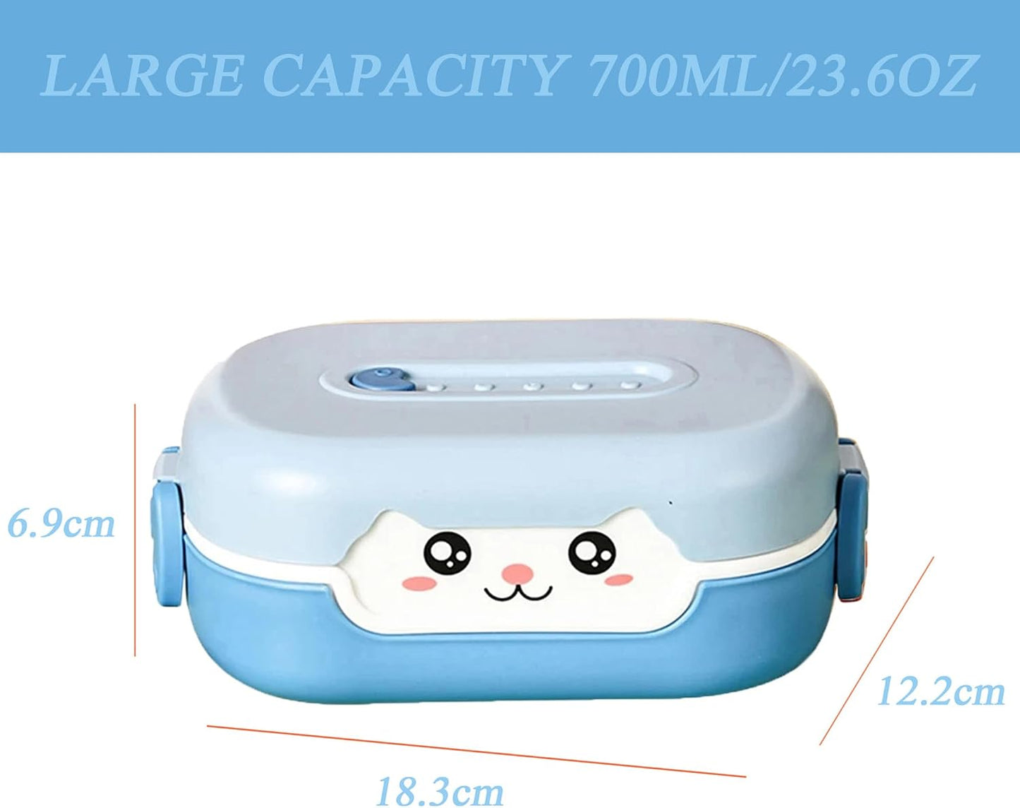 Cute Bento Box, with Cutlery Set Portable Lunch Box, 700ML Leak-proof 2 Compartment Lunch Container, Reusable Snack Box, Microwave/Dishwasher/Freezer Safe, BPA Free, Snack Container (Purple)