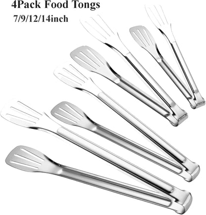 2 Pack Kitchen Tongs Stainless Steel Locking Cooking Barbecue Grilling Food Tongs Kitchen Clamps Sturdy High Resistant Heat Tongs (2PC (7inch and 12inch))
