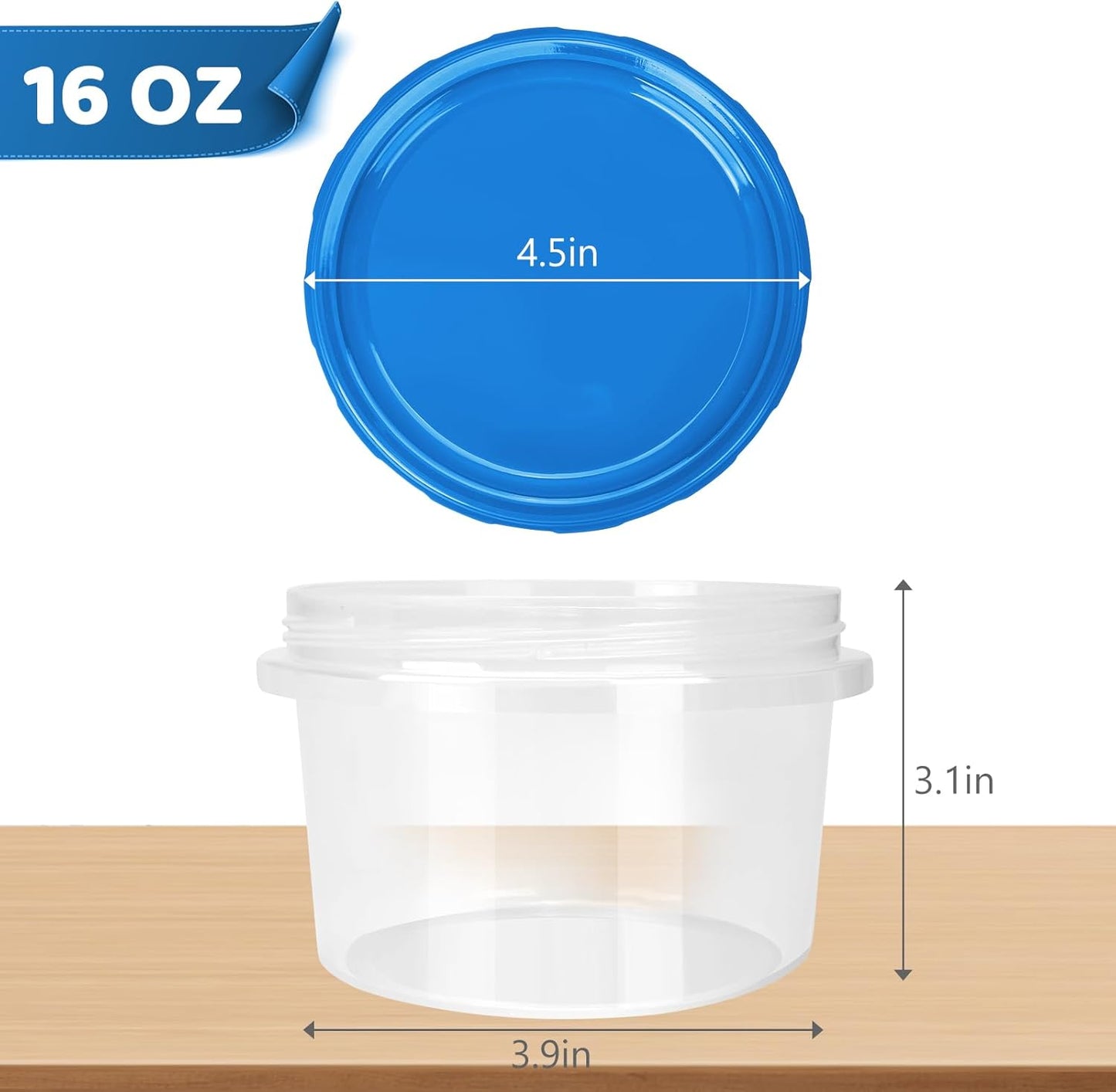 Heavy Duty Airtight Plastic Containers with Twist Top Lids, Stackable Freezer Containers for Lunch, Salad, Soup, Leftover, Ice Cream, BPA Free [6 Pack-32 oz]