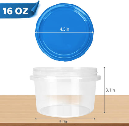 Heavy Duty Airtight Plastic Containers with Twist Top Lids, Stackable Freezer Containers for Lunch, Salad, Soup, Leftover, Ice Cream, BPA Free [6 Pack-32 oz]