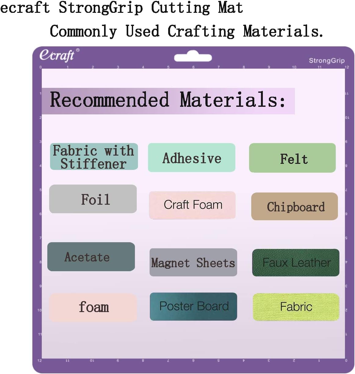 Ecraft 12x12 Cutting Mat for Silhouette Cameo 5/4/3/2/1, Variety Grip (StrongGrip, StandardGrip, LightGrip), Gridded Non-Slip Replacement Mats for Crafts, Quilting & Sewing