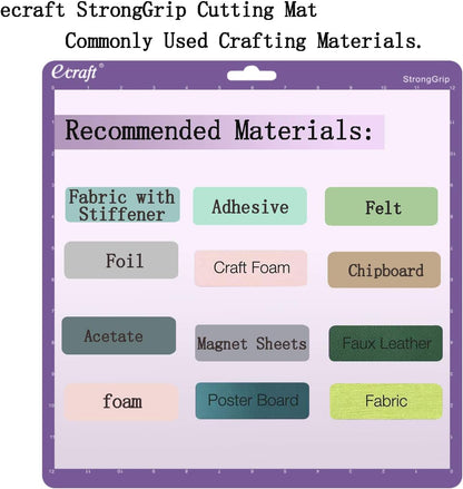 Ecraft 12x12 Cutting Mat for Silhouette Cameo 5/4/3/2/1, Variety Grip (StrongGrip, StandardGrip, LightGrip), Gridded Non-Slip Replacement Mats for Crafts, Quilting & Sewing