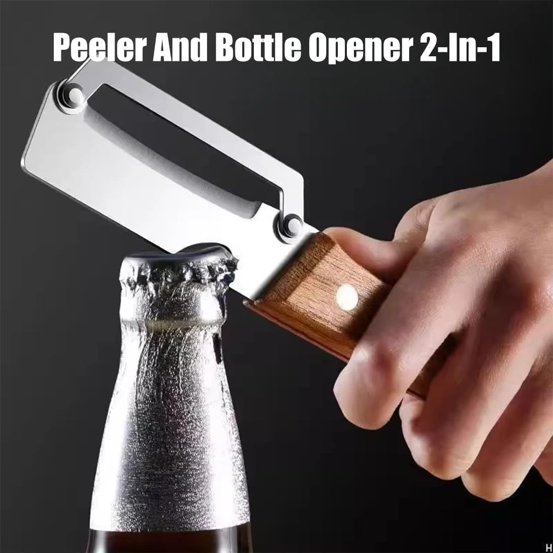 Multifunctional Vegetable Peeler, 2-in-1 Peelers For Kitchen with Bottle Opener, Sharp Stainless Steel Swivel Blade, Wooden Handle, For Vegetables or Fruits that Need to Be Peeled (2)2PCS