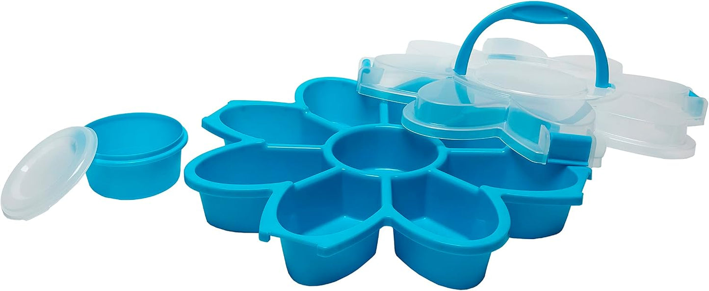 KOLORAE Flower Snack Serving Tray - 9 Compartment Party Platter with Dressing Cup for Chips and Dip, Fruits and Veggies - Game Day & Summer Entertaining Tray