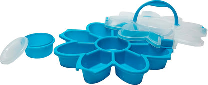 KOLORAE Flower Snack Serving Tray - 9 Compartment Party Platter with Dressing Cup for Chips and Dip, Fruits and Veggies - Game Day & Summer Entertaining Tray