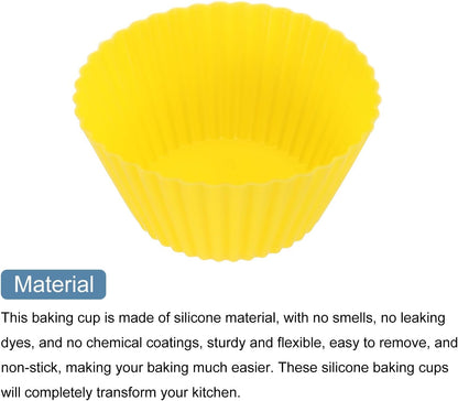 uxcell 18Pcs Silicone Cupcake Liners, Non-Stick Baking Cups, for Cooking Eggs, Baking Muffins and Make a Cake(Pink)