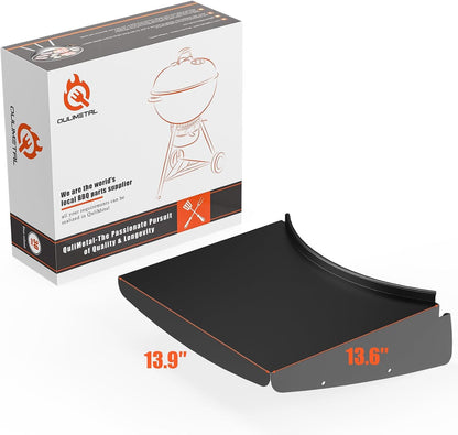 QuliMetal Folding Front Shelf for Traeger Pro 34, Texas Elite 34, Century 885 and Eastwood 34, 37" x 12" Heavy-Duty Grill Prep Table with Cutting Board, Stainless Steel Basin, Lid and 5 Hooks