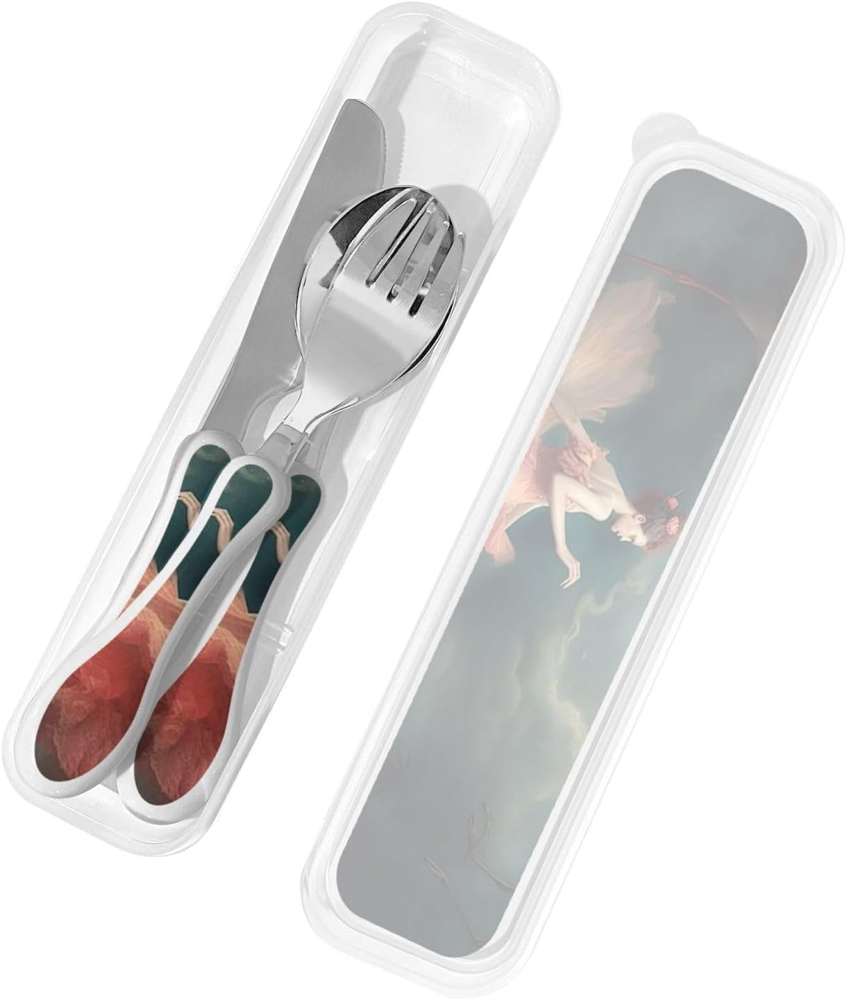3-Piece Kids Silverware Set With Storage Case, Stainless Steel Reusable Children Safe Knife Spoon Fork Set Yellow Sunflowers Children Flatware Set For Kids Lunch Box