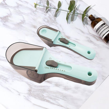 Cabilock 2Pcs Kitchen Measuring Cup Adjustable Measuring Spoons Plastic Cooking Baking Measure Tools (L +S)