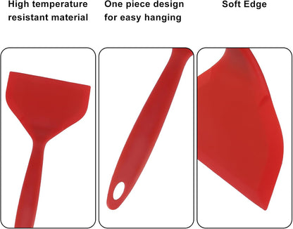 BokWin 2 Pack Wide Silica Gel Pancakes Spatula Turner, Red