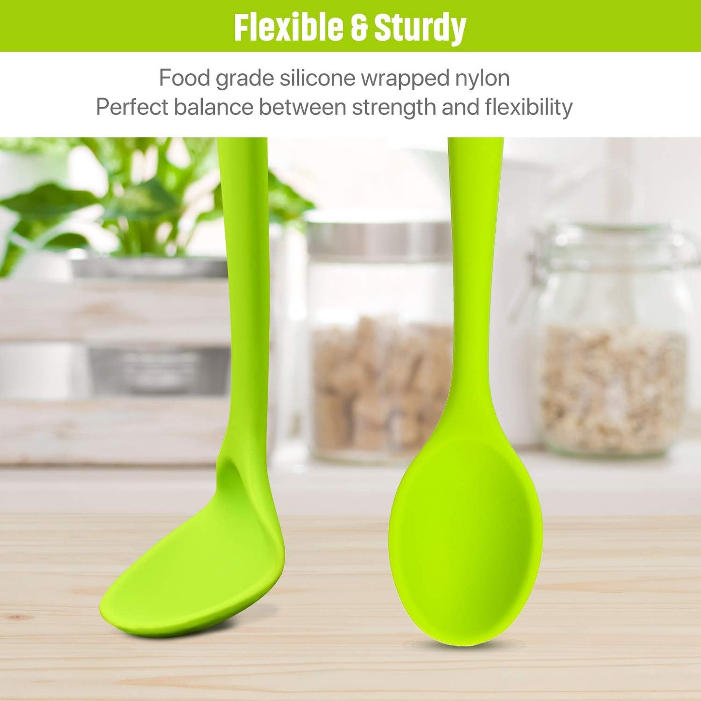 Patelai 4 Pieces Small Silicone Cooking Spoons 8 Inch Heat Resistant Silicone Serving Stirring Spoon for Kitchen Nonstick Cooking Tool Basting Utensils Dishwasher Safe(Red, Orange, Green, Purple)