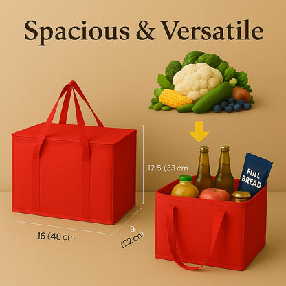 musbus 2-Pack, XL-Large Insulated Grocery Shopping Bags, Black, Reusable Bag,Thermal Zipper,Collapsible,Tote,Cooler,Food Transport hot and Cold,Camping