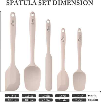 HOTEC Heat Resistant 600℉ Food Grade Silicone Rubber Spatula Set for Baking, Cooking, and Mixing Non Stick Dishwasher Safe BPA-Free Multicolor Set of 5