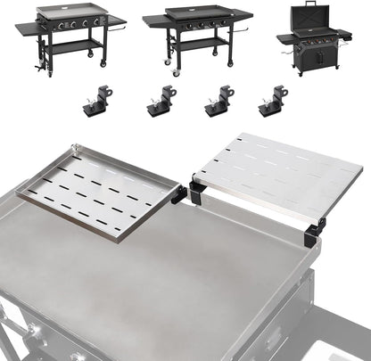 Utheer 2-Pack Griddle Warming Rack for Blackstone 28" Griddles, Stainless Steel Flat Top Grill Accessories | Reversible Rack Adds Prep Space, Foldable Clip-On Design Expands Cooking & Holding Area