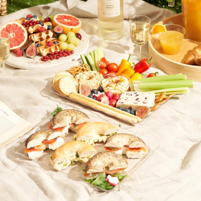 MATANA 6 Pack 13x9 Clear Plastic Serving Trays and Platters, Rectangle Large for Party, Reusable & Disposable for Food, Desserts, Cookie, Appetizers