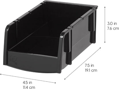 IRIS USA Extra Large Stackable Storage Bins, 6-Pack, 13"L x 10"W x 8"H, |Made in USA|, Plastic Open Front Shelf Bin for Organizing Parts, Hardware, Tools, Supplies, Garage Shelf, Pantry - Black