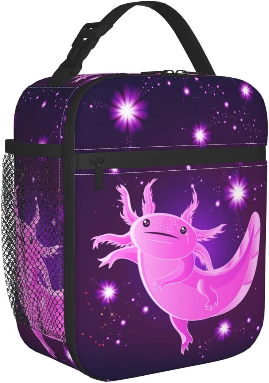 Purple Axolotl Lunch Box Lunch Box Reusable Insulated Totes Lunch Bag Thermal Cooler For Boy Girls School Men Women Beach Picnic Travel