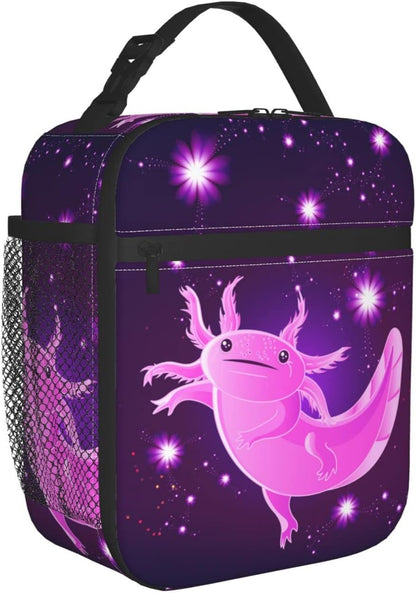 Purple Axolotl Lunch Box Lunch Box Reusable Insulated Totes Lunch Bag Thermal Cooler For Boy Girls School Men Women Beach Picnic Travel