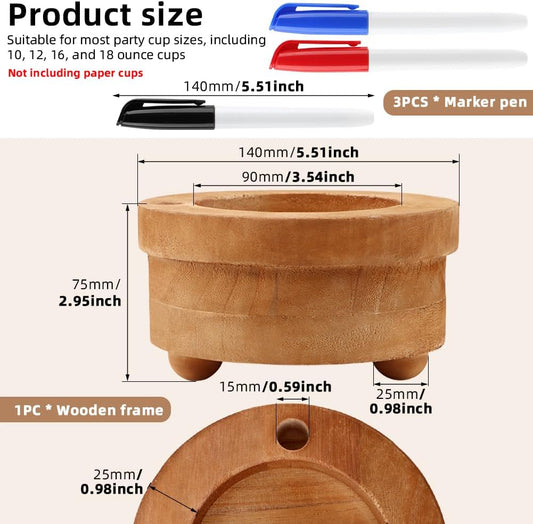 Wooden Cup Holder with Marker Slot,Brown Cup Holder Dispenser Disposable Mug Dispenser,Wooden Party Cups Dispenser Wooden Organizer for Modern Farmhouse Home bar(Brown,Size:5.51 * 2.95inch)