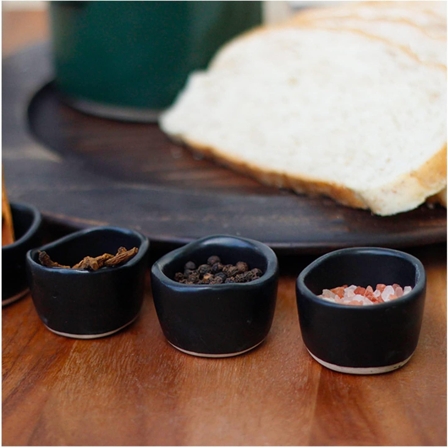 roro Handmade 2-Inch Matte Black Ceramic Pinch Bowls, Set of 6 – Versatile Stoneware for Spices, Condiments, Appetizers & Finger Foods