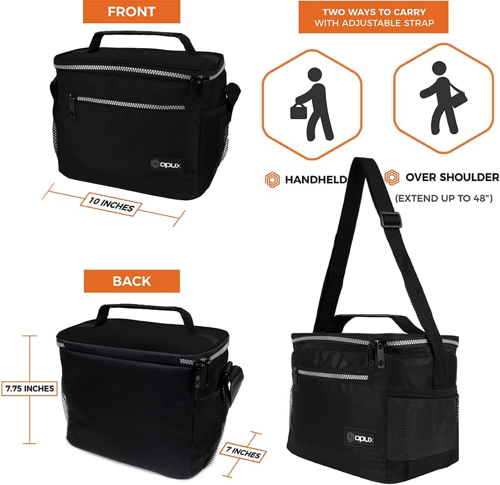 opux Insulated Lunch Box Men Women, Lunch Bag for Work School, Leakproof Soft Cooler Tote Adult, Large Lunch Pail Kids Boys Girls, Picnic Beach Food Bag with Shoulder Strap, Purple Floral