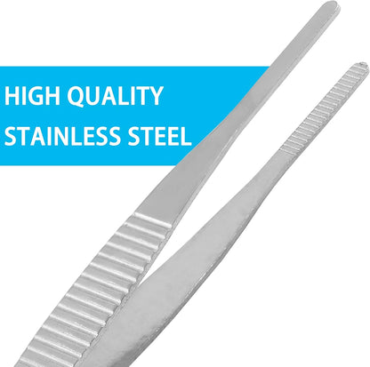 Bonsicoky 3Pcs Stainless Steel Tweezer Set (8" 10" 12") | Long Tweezers, Precision Serrated Straight Tips, Non-slip, For Cooking, Repairing, Medical, Garden