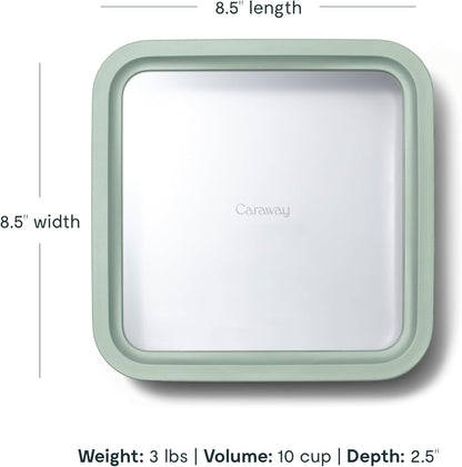 Caraway Glass Food Storage - 4.4 Cup Glass Container - Ceramic Coated - Easy to Store, Non Toxic, Non Stick Lunch Box Container with Lids - Dishwasher, Oven, & Microwave Safe - Mist