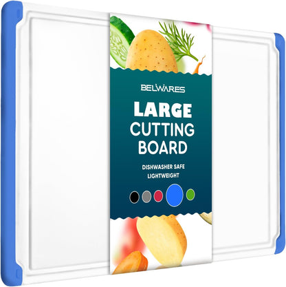 Plastic Cutting Board for Kitchen - Extra Large Cutting Board 18 Inch Reversible Chopping Board, Juice Groove, Non Slip Feet, Dishwasher Safe, BPA Free Large Cutting Board for Meat Vegetables Fruit