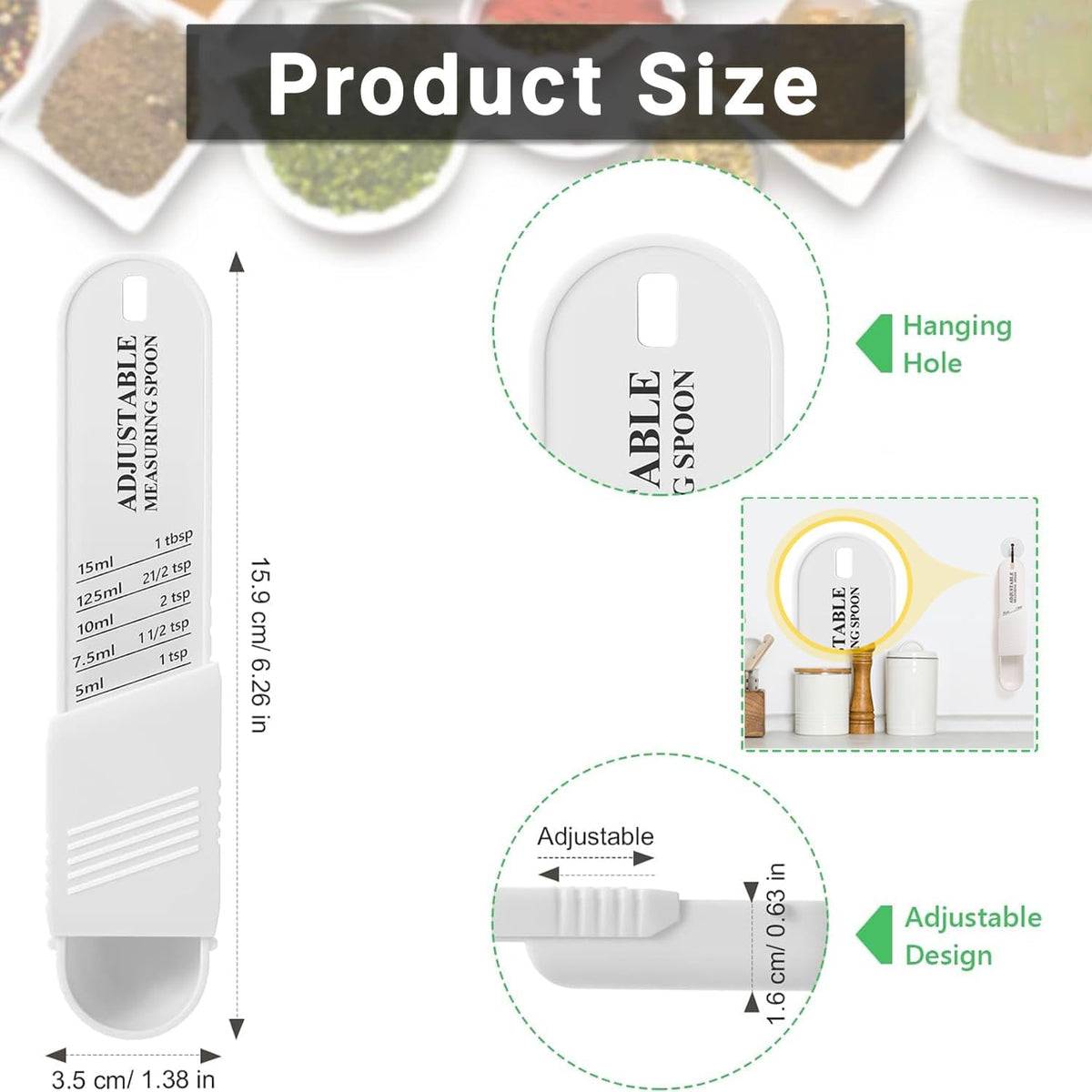 Adjustable Wet & Dry Measuring Spoon with Scale（White）