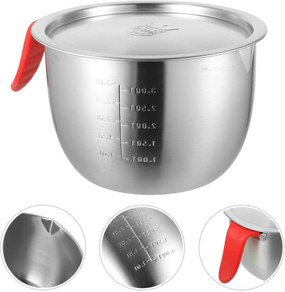 VALICLUD Stainless Steel Mixing Bowl with Lid and Handle 21cm Diameter Deep Batter Bowl 304 Food-grade Metal for Kitchen and Restaurant Use