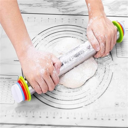 AMUZHI Rolling Pin nonstick and Silicone Baking Pastry Mat (red)