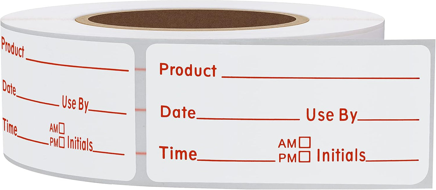 500pcs 1x2 Inch Removable Shelf Life Labels for Food Rotation Use by Food Preparation Stickers Expiration Prep Date Total 500 Labels Per Roll (Black)