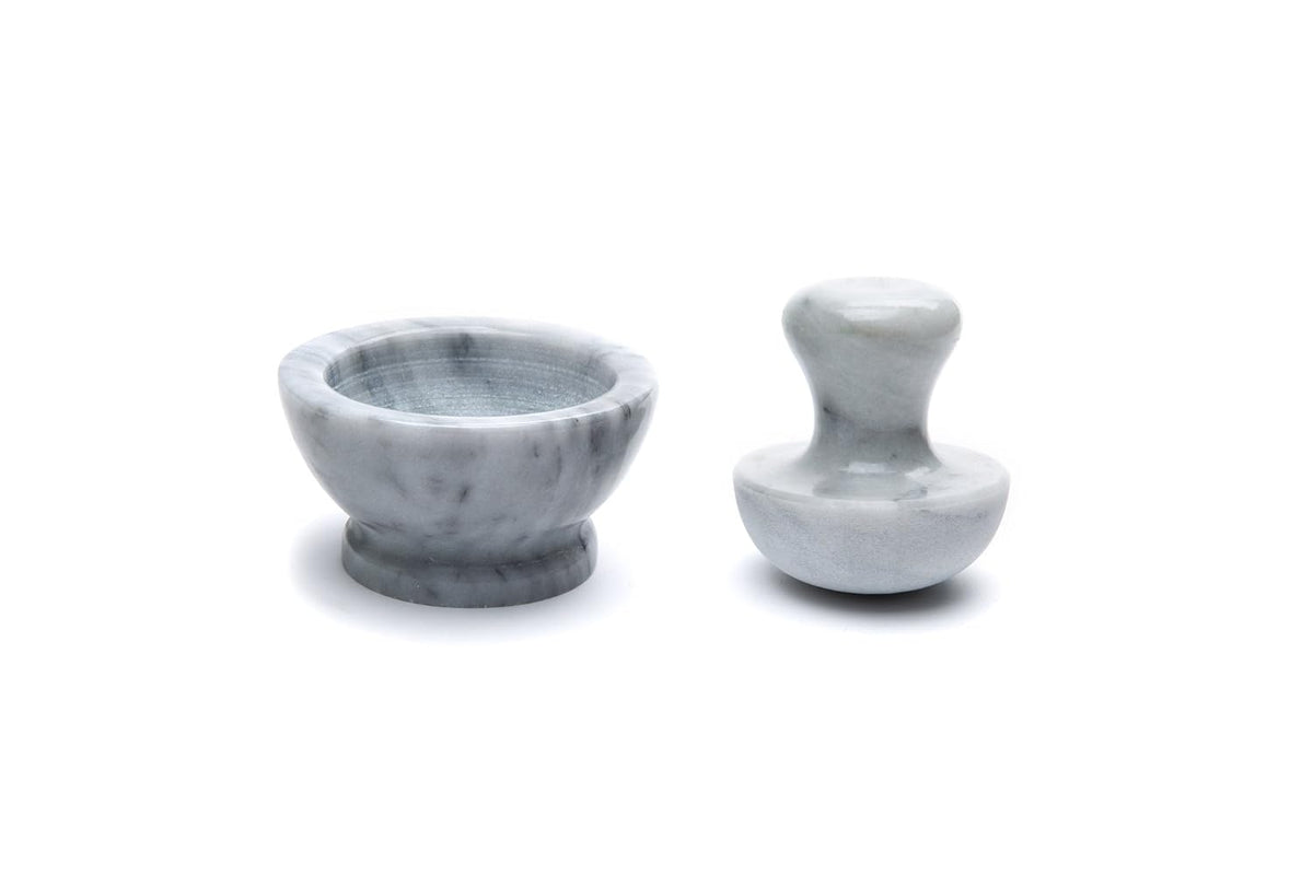 Fox Run Marble Mortar and Pestle Set, White, Small 4" Pestle and Mortar