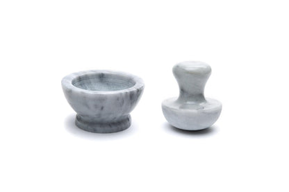 Fox Run Marble Mortar and Pestle Set, White, Small 4" Pestle and Mortar
