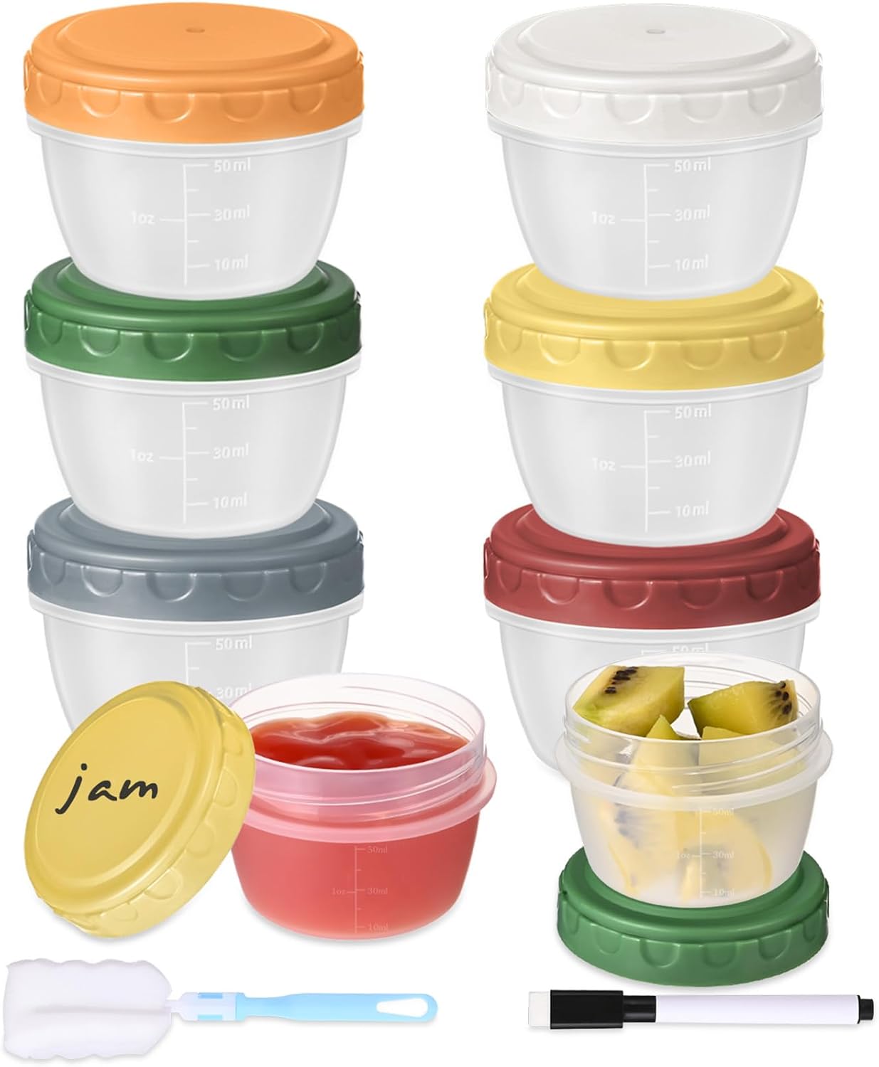 6pcs 10 oz Small Plastic Containers with Lids, Salad Dressing Container Reusable Small Food Storage Containers for Meal Prep, Leakproof, Microwave Dishwasher Freezer Safe, BPA-Free