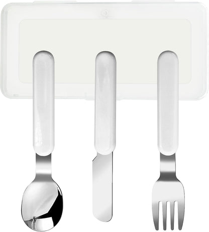 VANRA 2-Piece Children Fork And Spoon Set 18/10 Stainless Steel Child Flatware Set Kids Utensils Set with Case for Lunch Box