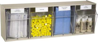 Akro-Mils TiltView Plastic Storage Cabinet with 6 Tilt Out Bins, Horizontal Organizer, Teacher Toolbox, and Office Supply Organizer, 23-5/8" W x 3-1/2" H x 3-3/4" D, Stone