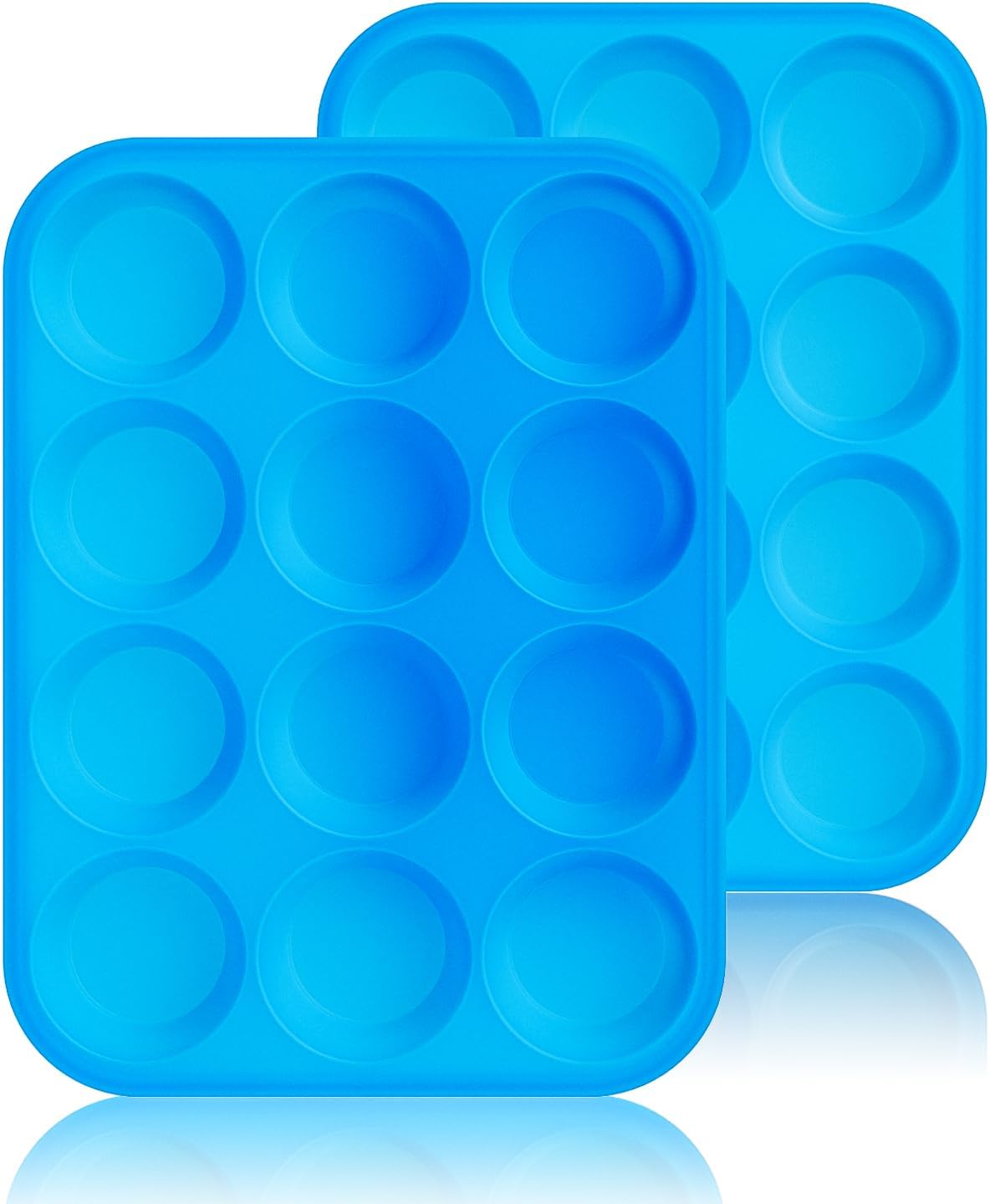 2Pack Silicone Muffin Pans with Metal Reinforced Frame,12 Cup Regular Size Silicone Cupcake Pan,Muffin Tin,Nonstick Cupcake Baking Molds for Muffins,Cupcakes,Egg Bites,BPA Free (2Pack Red)