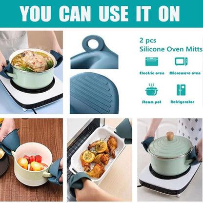 3 Pack Kitchen Tongs Bowl Dish Pan Clips Tongs Silicone GlovesKitchen Hot Plate Gripper, Stainless Steel Bowl Clip,Avoid Scalding Kitchenware Set (Blue)