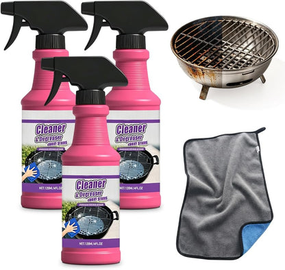 Fast Acting Heavy Duty Grill Degreaser Spray, 2026 New BBQ Grill Cleaner, Multi Functional Grease Remover for Outdoor Grill, Grill Cleaning Spray for Kitchen, Easily Off Oven Cleaner Kitchen (1 Kit)